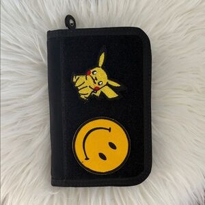 Black Pikachu & Smiley Patch Cover With Notebook